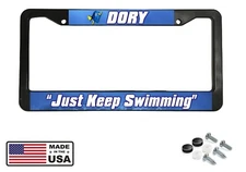 Just Keep Swimming Dory Nemo Ocean Inspiration Courage Car License Plate Frame
