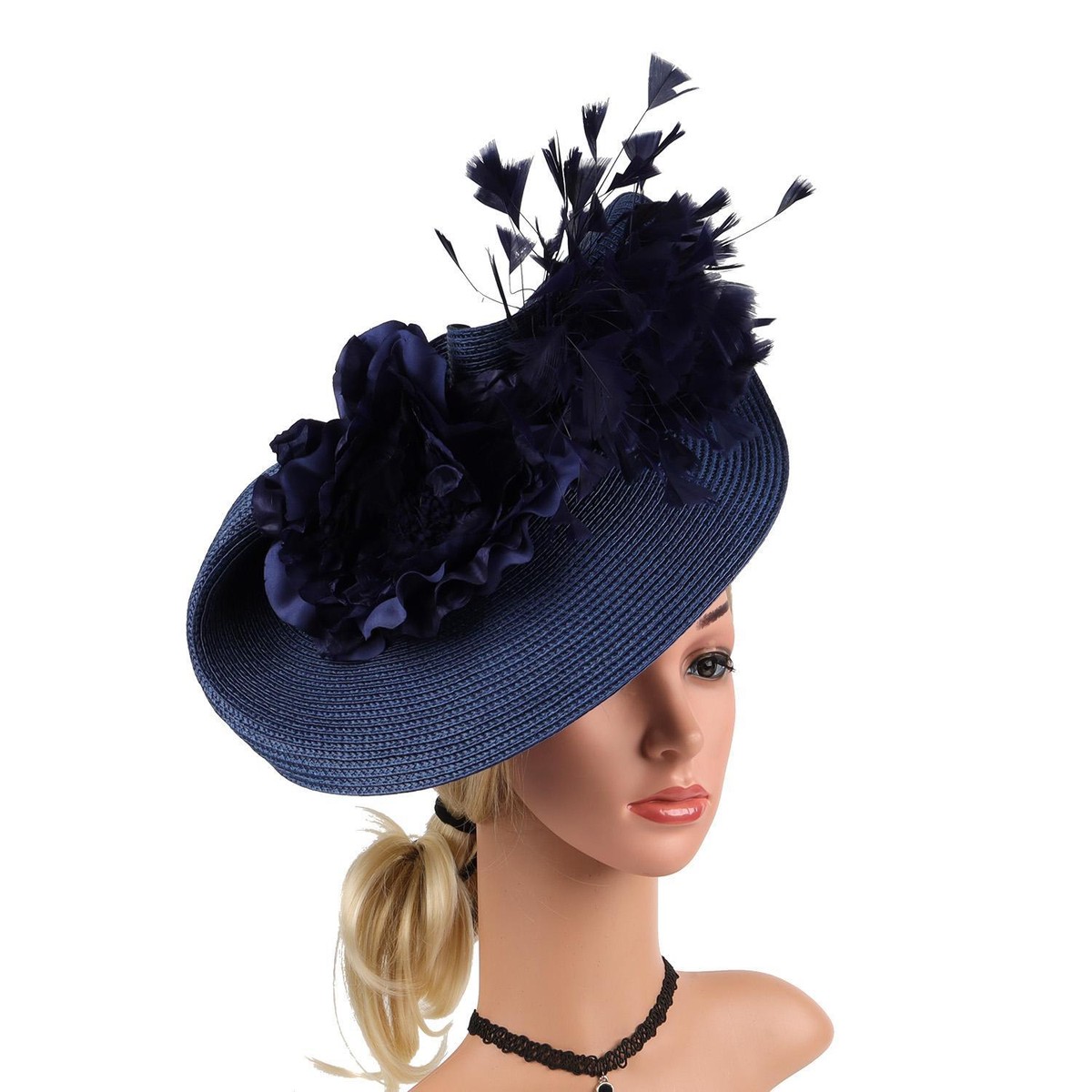 Fascinator Kentucky Hat Women Fascinator Derby Straw Feather  display picture 2