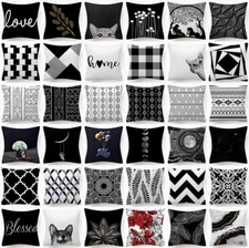 18x18" Black White Throw PILLOW COVER Double-Sided Decorative Soft Cushion Case 