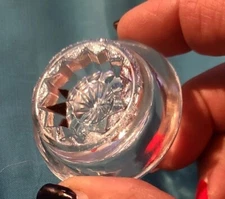 #18*- ANTIQUE CLEAR DESIGN PEDESTAL GLASS OPEN  SALT CELLAR ♡ 1.75" DIAM X 1" T