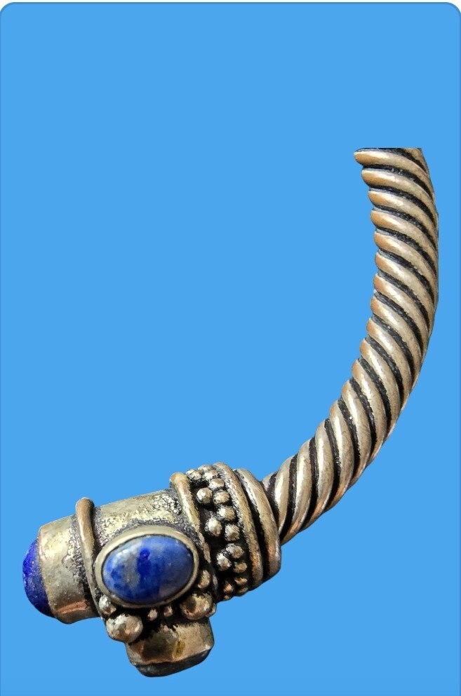 Gemstone Cuff Bangle Silver Oxidized Adjustable S… - image 5