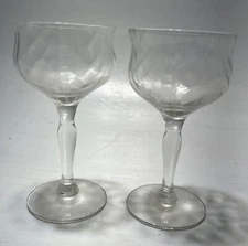 Cordial Fluted Stem Crystal Glasses 4.5 inches tall Lot Of 2 GUC