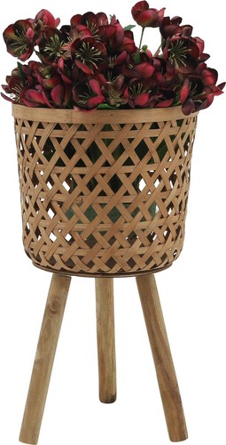 Planters Contemporary Tripod Brown Set 3 Bamboo Iron Pine - 第 4/7 張圖片