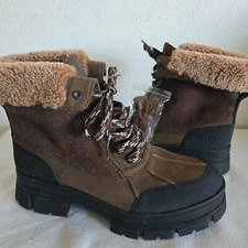 NWOB WOMENS SIZE 11 DARK EARTH UGG ASHTON ADDIE TIPPED WATERPROOF LEATHER BOOTS
