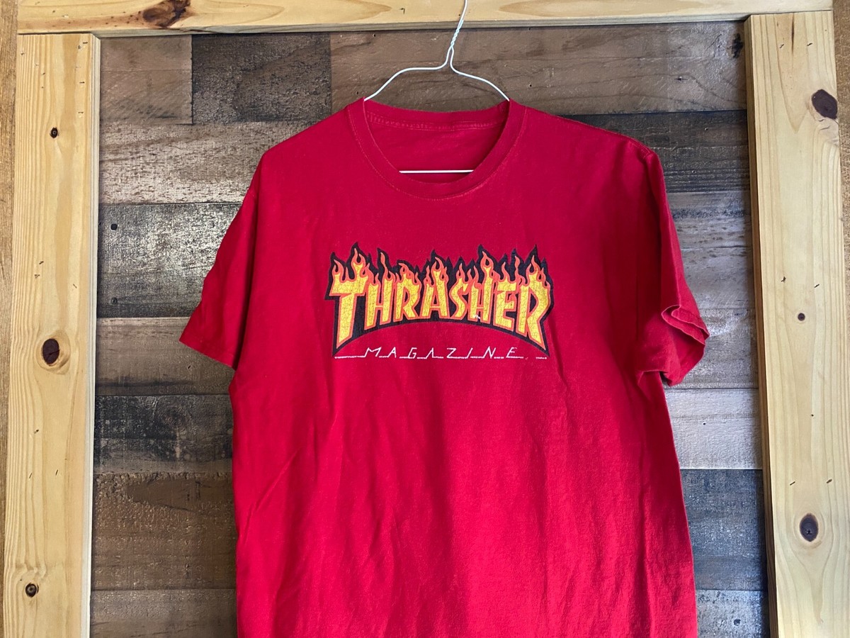 Mens Tshirt Thrasher Flame Mag Tee Thrasher Flame Logo Black T-Shirt