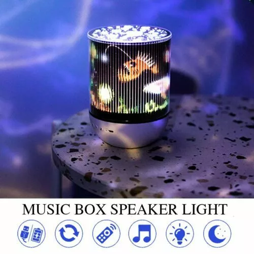 Bluetooth USB Rechargeabe Rotating Projector Lamp Night Light Music Box W Remote