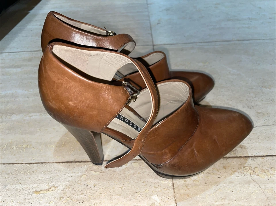 BOTAS FRATELLI ROSSETTI CUERO MARRÓN CORREA AL TOBILLO TALLA 37 Hechas en Italia Foto 3 de 4