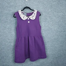 Knitted Dove Dress Womens Large Purple Peter Pan Collar Pockets Brunch Casual 