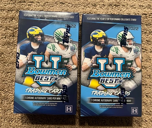 2022 23 Topps Bowman Best University Football TWO HOBBY MINI BOX Factory Sealed