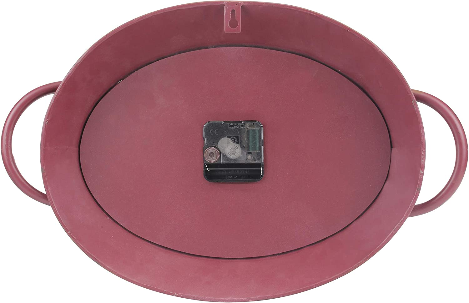 Rustic Red Rust Metal Oval Wall Clock, Battery Operated, Farmhouse, 16.