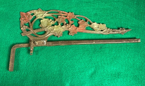 Vintage Swing Arm Curtain Rod Floral Vine Leaves Wrought Iron