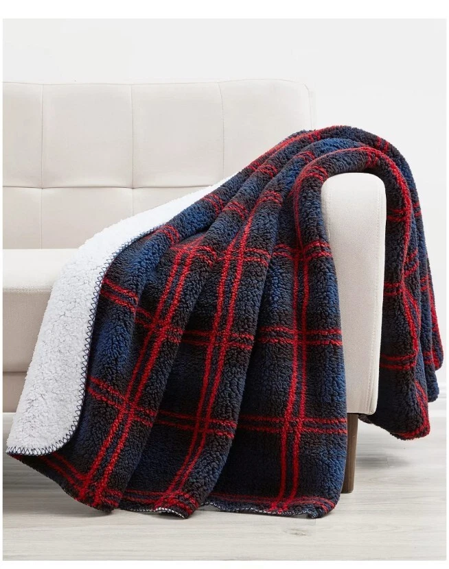 Morgan Home Holiday Printed Reversible Sherpa Throw