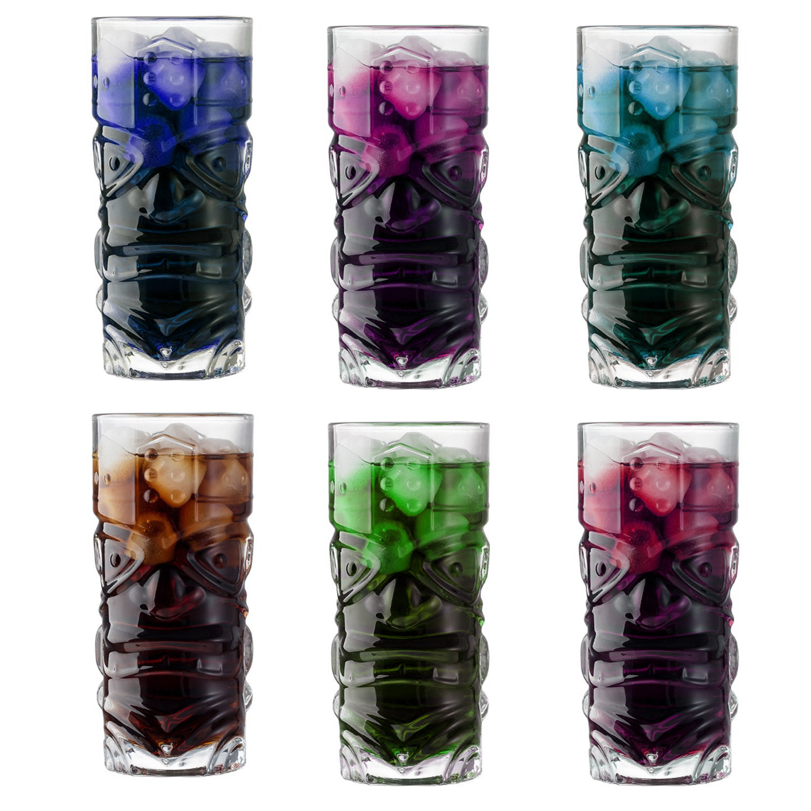 6x Tiki-Trinkgläser 420ml Cocktail Gläser Set Becher Mug Bar Hawaii Party Deko