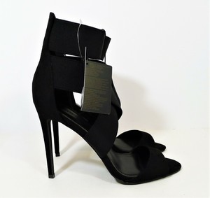 strappy faux suede heels