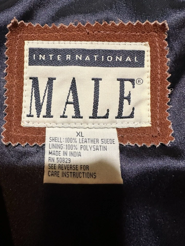 VTG Leather International Male Trucker Jacket Men Brown Pure Suede XL - Image 2 of 4