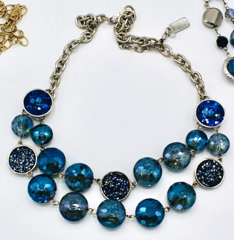 Kenneth Cole синий кристалл ожерелье друзы серебристого тона N522 - Изображение 2 из 2