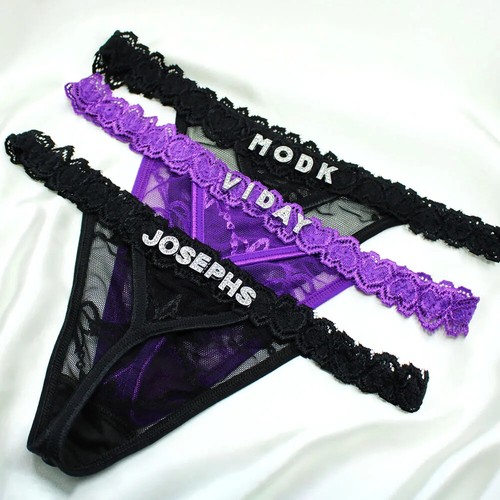 Maßgeschneiderte Tanga Höschen mit Namen Strass Buchstaben Tangas G-String SEXY - Bild 4 von 9