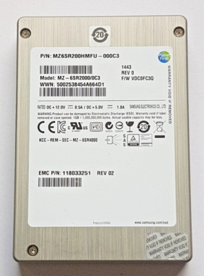 200 GB SAS Samsung 6GB MZ-6SR2000/0C3 SSD SLC 2.5'' interne Festplatte