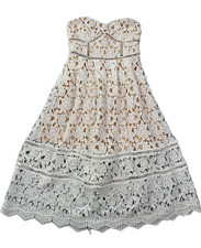 Lulu's Fit & Flare Dress Ivory Women's Pinnacle Of Prestige Lace Strapless