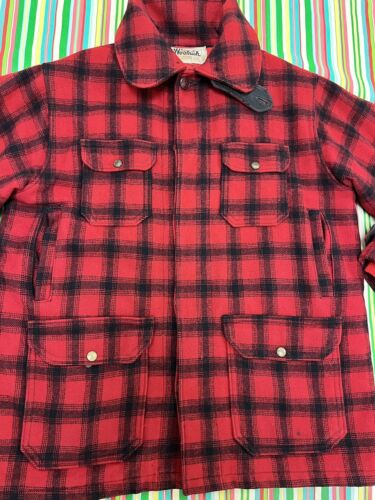 Chaqueta de Caza a Cuadros Woolrich Vintage Años 60 Rojo Búfalo 42 LRG Abrigo de Caza de Campo - Imagen 3 de 13