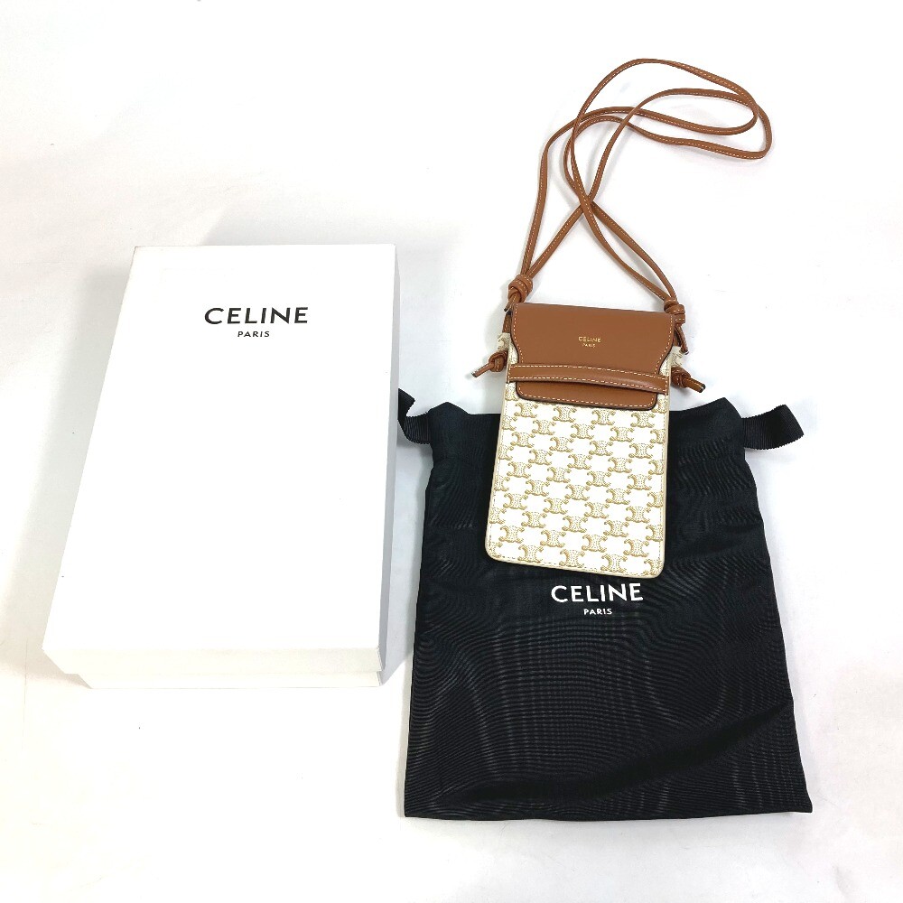 CELINE 10G332CQD triomphe logo phone case mobile pouch
