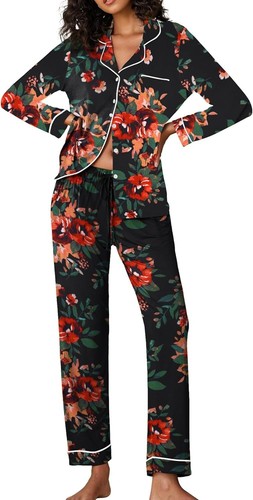 Breathable Women's Long Sleeve Pajamas Set: Perfect for Sleeping or Lounging - Picture 3 of 7