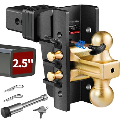 #ad Adjustable Trailer Hitch Fits 2.5quot; Receiver 6quot; Drop Hitch Ball Mount 28000 GTW $156.39