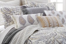 Tamsin Grey Paisley Floral Standard Pillow Sham Set Levtex Home Nwop