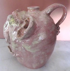 UNUSUAL Tom Phelps Studio Jug Ugly Face Handmade Pottery 2000 Pink Glaze — photo 2