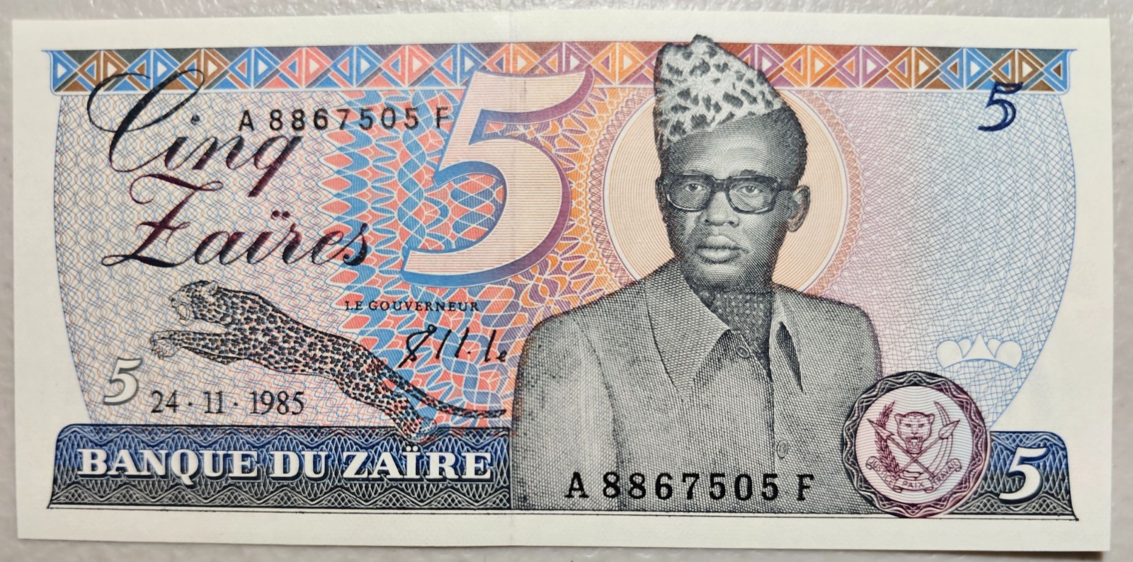 Zaire 5 Zaires 1985 Unc, Printer HdMZ