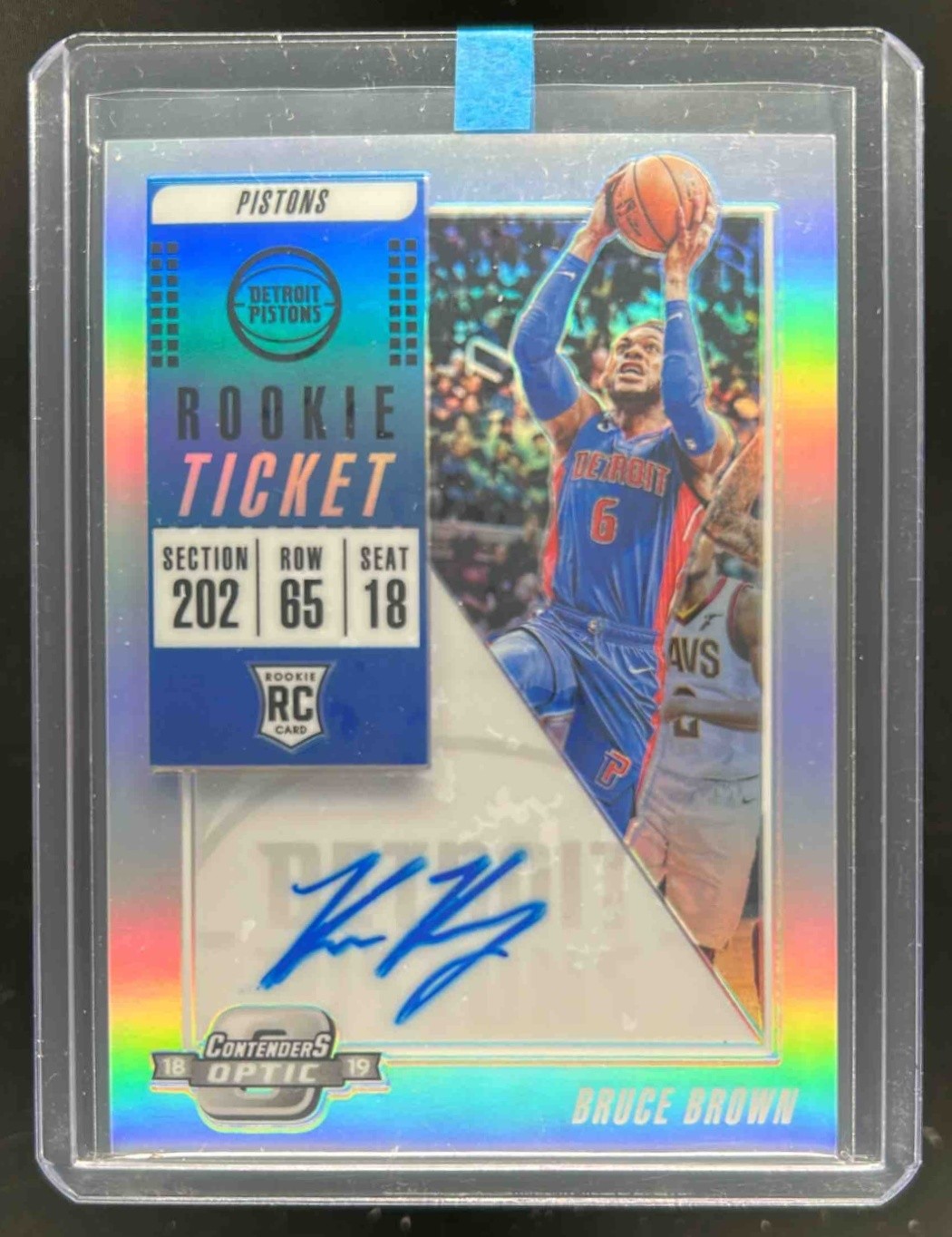 2018-19 Contenders Optic Bruce Brown RC Rookie Ticket Auto #102 Pistons