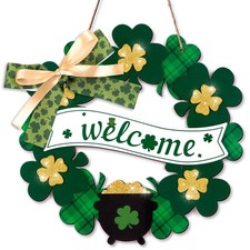 St Patrick  s Day Decorations Welcome Wreaths for Front Door Decor - Shamrock ...