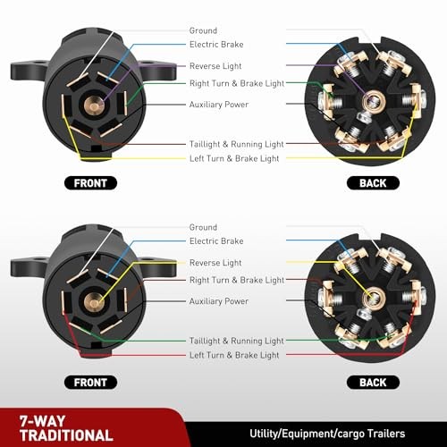  RV 7 Pin Trailer Plug Splice-in Heavy Duty Male End 7 RV Standard 7 Way Plug