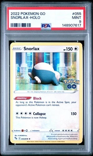 2022 Pokémon Go Snorlax Holo 055 PSA 9