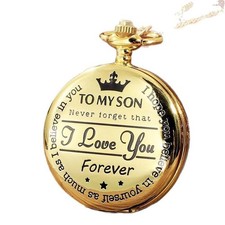 Meaningful Engraved To My Son Pocket Watch Necklace Holiday Festival Gift Idea