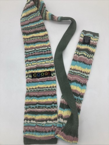 Coogi Australia Tie Necktie Square Knit Cotton Multicolor Italy 53.25 x 3.25” - Picture 3 of 6