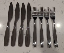 8 x Gourmet Settings GS VAULT Glossy Dinner Forks Knives Stainless Flatware