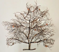 Large 27" x 30" Brutalist Copper Tree Sculpture  Wall Hanging Signed Chizek 07