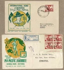 Australia 1948 Miller Bros WW Scout FDC Cover x2 inc Registered Imprint Block 4