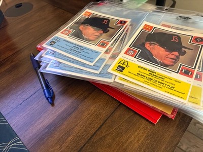 1985 McDonalds Chicago Bears Cards Singles Yellow or Blue with Tabs. Good to EX