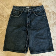 Royal Blue Men's Baggy Denim Shorts Dark Blue Jorts with Logo, Button, Pockets