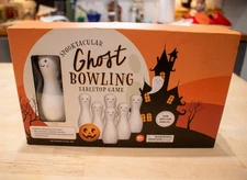NEW Halloween Ghost Bowling Tabletop Game Wood Pins & Ball Game Fun Kids Toy Set