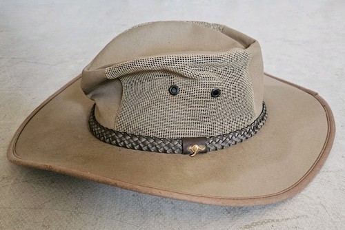 Cappello Koala Beach Australian Bush taglia L western vintage tela cerata sabbia - Foto 3 di 11