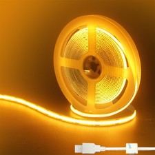 5V USB COB LED Strip Lights,16.4FT/5M,Orange,320LEDs/M,8mm Width,Not Waterpro...