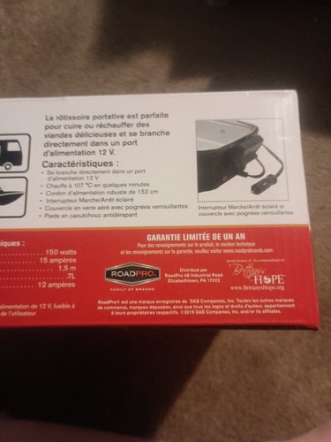 RoadPro Portable Roaster 3-Cup 12V W/5' Heavy-Duty Cord RPSC200 Truck Drivers, - Picture 8 of 9