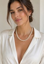 White Freshwater 8mm to 10mm Potato-Shaped Pearls With Sterling Silver Clasp.