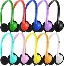Kids Classroom Headphones Bulk 10 Pack  Durable Multi Color Earphones for St...