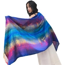 wmm Fashion Women's Silk Scarf Luxury Satin Shawl Wraps Royal Blue