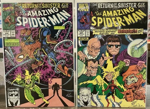 Amazing Spider-Man #334 & 337 1990 Sinister Six First Roster & Full Team VF-NM