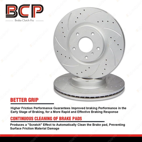 Slotted Pair Front Disc Brake Rotors for Volkswagen Touareg 1LG 1LJ 1LW 11-on - Picture 4 of 4